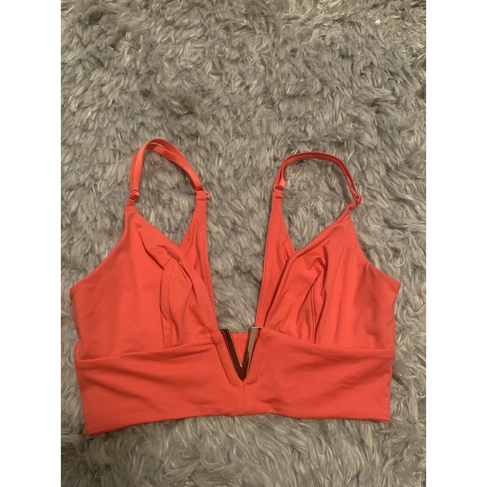 Victoria's Secret V Hardware Plunge Bralette Coral Sz S